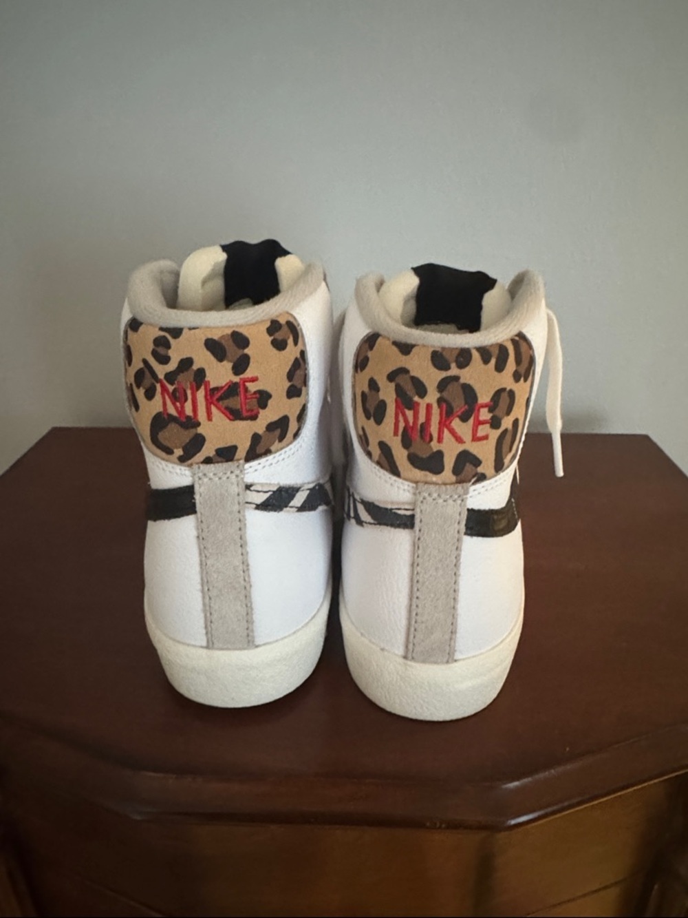 Nike Women's Blazer Mid '77 - White, Black, Tan Leopard Accent - Picture 3 of 4
